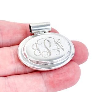 Vintage Mexico Sterling Silver 925 Monogram Oval Pendant VPN 1993